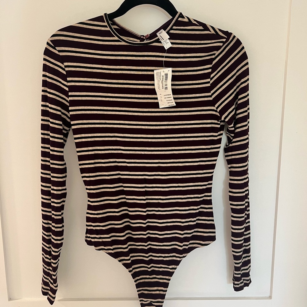 NWT Original American Apparel Long Sleeve Striped Bodysuit